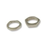 Pair of Gucci silver rings weighing 14 grams collectively, both size M