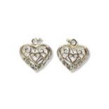 Pair of fancy design heart shape drop earrings weighing 3.23 grams measuring 2cm in length