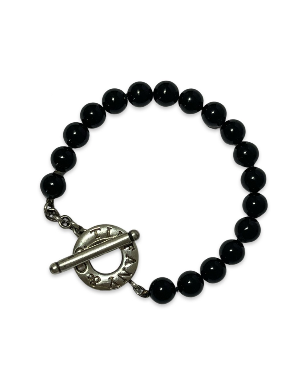 Tiffany & Co. Black Onyx Beaded Bracelet with Silver Clasp in original box weighing 23.75 grams - Image 2 of 6