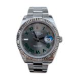 Rolex 2020 Stainless Steel Datejust Wimbledon 41mm wristwatch model 126334 featuring a fluted