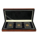 Collection of three Gold half sovereigns with case, dated: 1911, 1912 & 1913