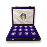 2003 50p silver proof coin collection of 12 The Queens Coronation Anniversary in original box and