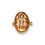 Antique 9ct Gold 3 Graces Cameo Ring Weighing 3 grams Size M