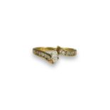 14ct Yellow Gold Fancy Design Diamond Ring Comprising of a Marquise Cut Diamond Centre Stone &