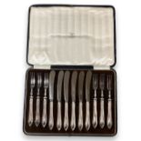 Vintage Mappin & Webb 6 Piece Cutlery Set - White Metal undistinguishable marks - Weighing 370 grams