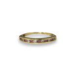 9ct London 2016 Yellow Gold Half Eternity Ring Comprising of Round Cut Diamond and Pink Stones