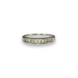 Platinum Diamond Half Eternity Ring Comprising of Approximately 1/2 Carat of Princess cut Diamonds