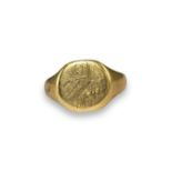 9ct London 1960 Yellow Gold Signet Ring Weighing 6.07 grams Size S