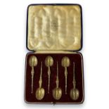 Vintage Mappin & Webb Edward VIII 1936 Fully Hallmarked Sterling Silver Coffee Spoon Set in Original