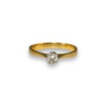 Vintage London 22ct Yellow Gold Diamond Solitaire Ring Comprising of a 0.25ct Round Cut Diamond