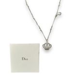 Christian Dior Silver Crown & CZ Pendant on Adjustable Chain Accompanies by the original box, ribbon