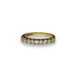 Vintage 9ct Yellow Gold Diamond Half Eternity Ring Comprising of Nine Round Cut Diamonds Weighing