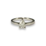 Brand New Ex-Display 18ct White Gold Solitaire Diamond Ring Comprising of a 0.60ct Pear Cut
