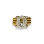 18ct Gold & Diamond Designer Style 3 Band Ring Weighing 11.9grams Size L