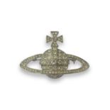 Vivienne Westwood Silver Bas Orb Relief Brooch in original box weighing 29.59 grams measuring 6cm