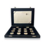 UK £1 silver proof collection of 14 coins in original case of issue and with certificate