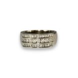 18ct White Gold and diamond statement Ring comprising of eight round cut diamonds and two rows of