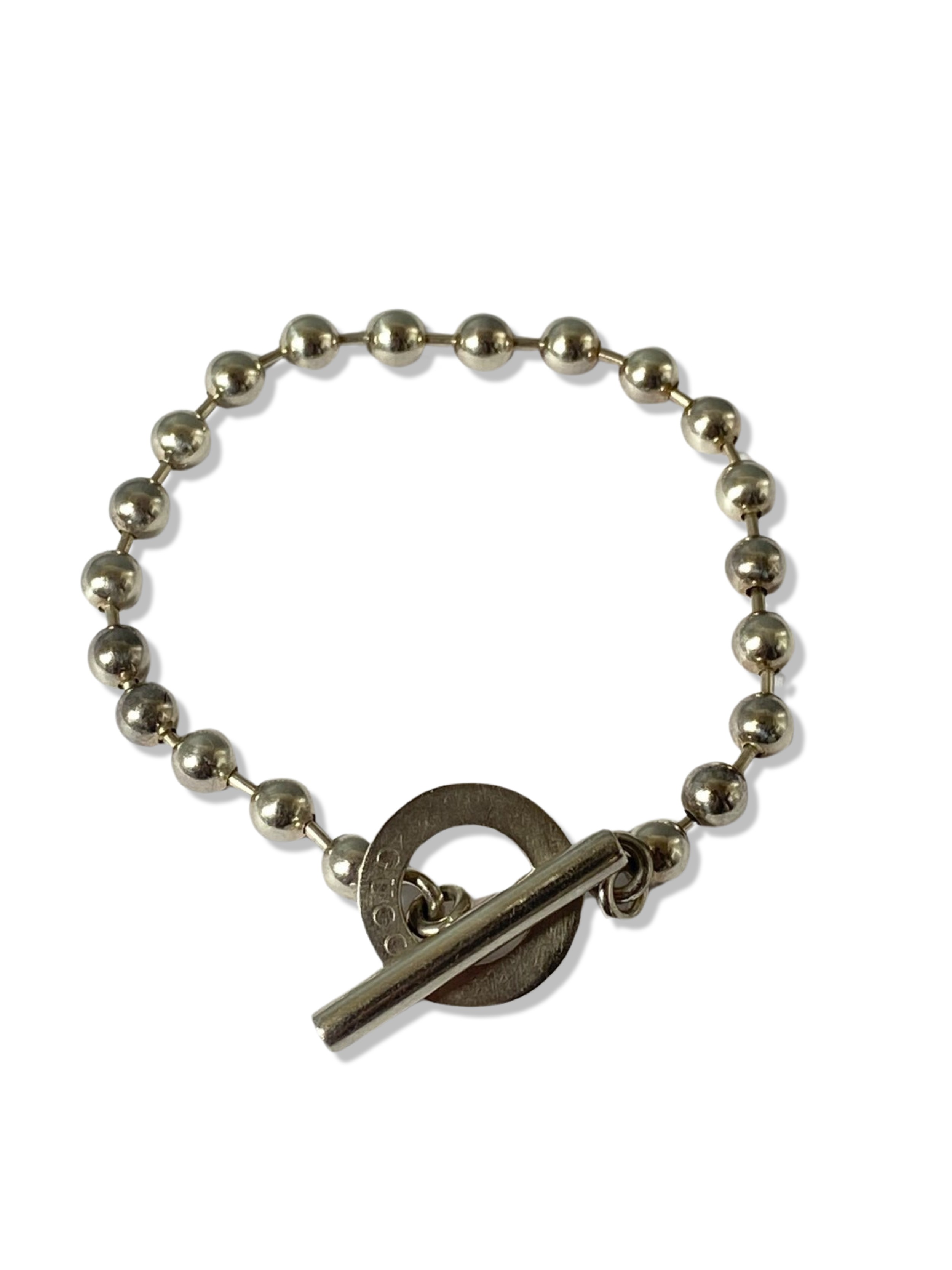 Gucci Silver bead bracelet weighing 13.53 grams and 19.5cm in length