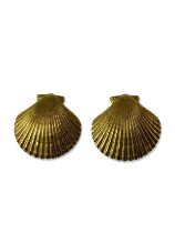 Yves Saint Laurent (YSL) Gold Tone Shell Fully Marked Earrings weighing 31.15 grams