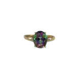 9ct Yellow Gold Mystic Topaz and Diamond Ring weighing 1.74 grams size R