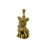 9ct Two Tone Gold Cat Charm weighing 0.72 grams