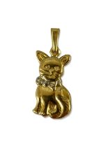 9ct Two Tone Gold Cat Charm weighing 0.72 grams