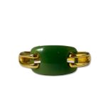 Givenchy Gold Tone Bangle with a Green Centre Stone weighing 49.53 grams
