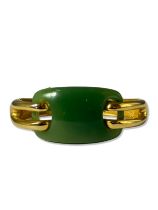 Givenchy Gold Tone Bangle with a Green Centre Stone weighing 49.53 grams