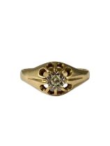 9ct Yellow Gold Birmingham 1973 Gypsy Style Diamond Ring weighing 3 grams size U 1/2