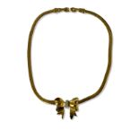 Nina Ricci Gold Plated Bow Design Necklace with White Stone accent weighing 26.48 grams and 41cm