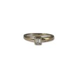 18ct White Gold Emerald Cut Diamond Solitaire Ring weighing 3.26 grams size L