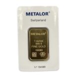Metalor 999.9 fine gold 1 ounce bar