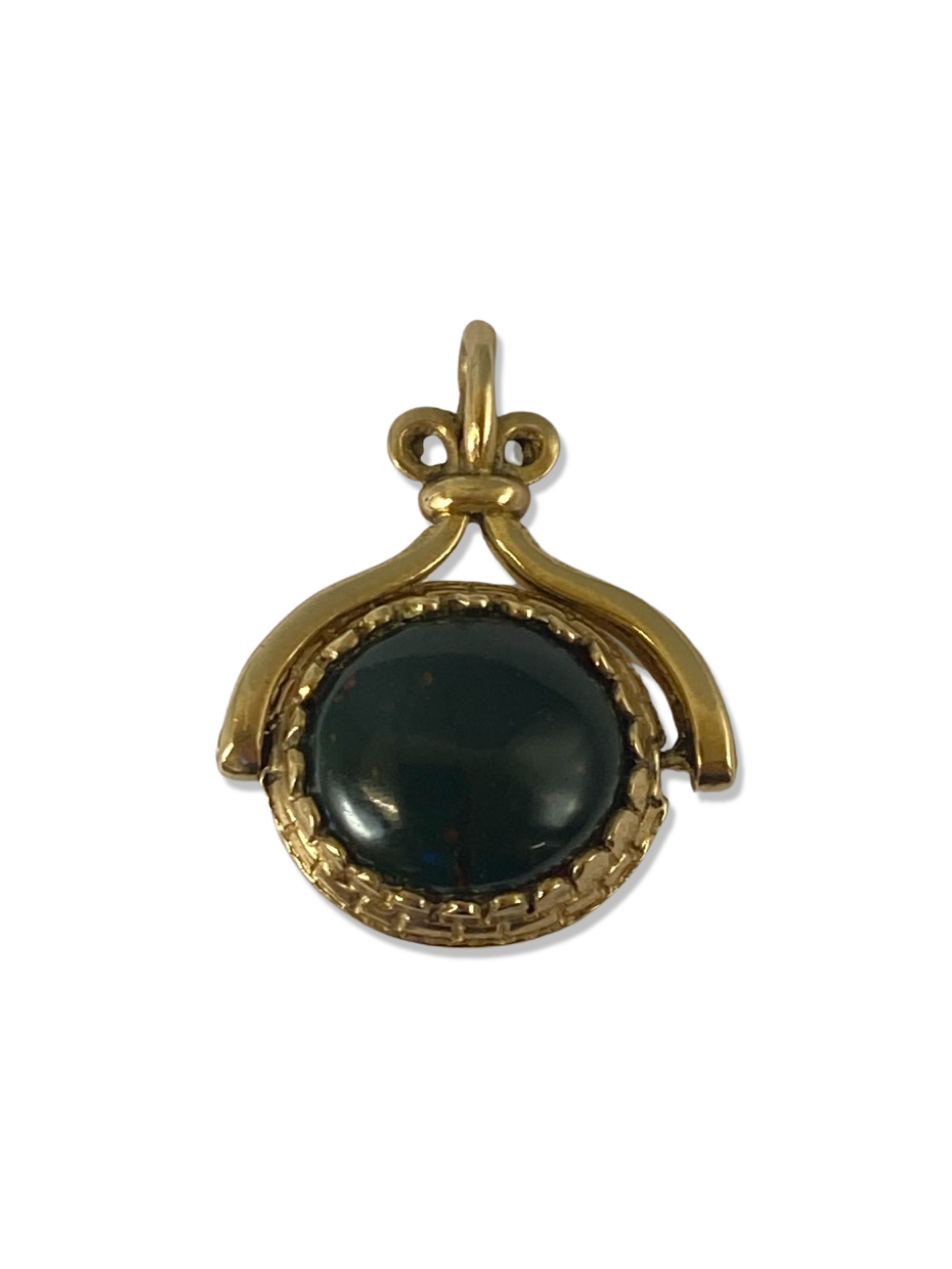 9ct Yellow Gold Two-Tone Fob Charm including onyx & carnelian weighing 7.27 grams - Image 2 of 2