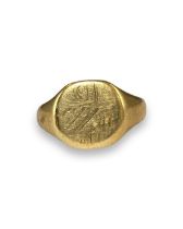 9ct Yellow Gold London 1960 Signet Ring weighing 6.07 grams size S