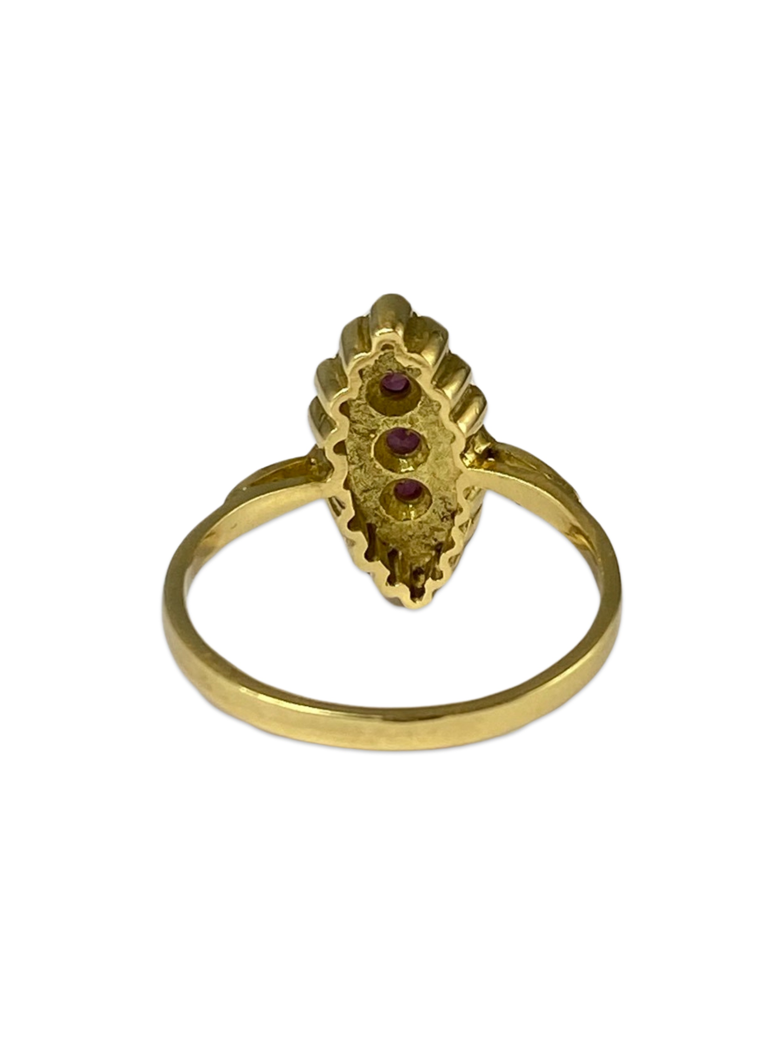 18ct Yellow Gold London 1989 Fancy Design Pink Stone and Diamond ring weighing 3.99 grams size M 1/2 - Image 2 of 2