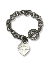 Tiffany & Co Silver Return to Tiffany Bracelet with Heart Tag Weighing 41.54 grams measuring 20cm in