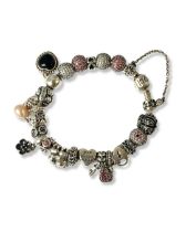 Pandora Silver Charm Bracelet with 21 charms weighing 70.95 grams