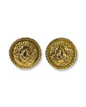 Gianni Versace Gold Tone Lion Design Clip On Earrings Weighing 18.6 grams