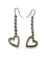 Pair of Gucci Silver Drop Earrings with Hearts design in original nox weighing 7 grams and measuring