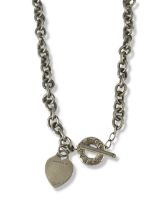 Tiffany & Co Silver Toggle Clasp Necklace with Heart Tag Weighing 60.76grams Measuring 42cm in
