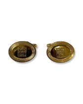 Pair of Givenchy Gold Tone Cufflinks with Logo Detail in Original Box