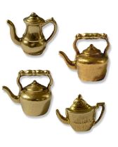 Selection of four 9ct Yellow Gold Teapot Charms Weighing 3.43 grams collectively