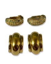 Two Pair of Hoop Style Clip On Earrings by Christian Dior and Grosse