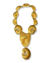 Balenciaga Gold Tone Leaf Design Statement Necklace measuring 40cm in length