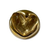 Versace Gold Tone Statement Ring with Glass Heart design Versace Weighing 43 grams Size P 1/2