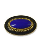 Yves Saint Laurent Gold tone and Enamel Oval Brooch Weighing 39.27 grams Measuring 6.5cm x 4.5cm