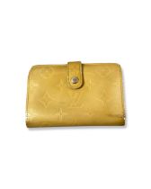 Louis Vuitton Mustard Painted Leather Monogram Wallet in pre-loved condition purse