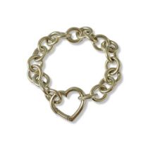 Tiffany & Co Silver bracelet with heart clasp weighing 46 grams measuring 19cm in length