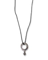 Gucci Silver Male Sex Symbol Pendant on Leather Chain Measuring 48cm in length