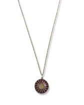 Georg Jensen Silver Enamel Flower Pendant on Chain Weighing 5 grams and Measuring 45cm in length